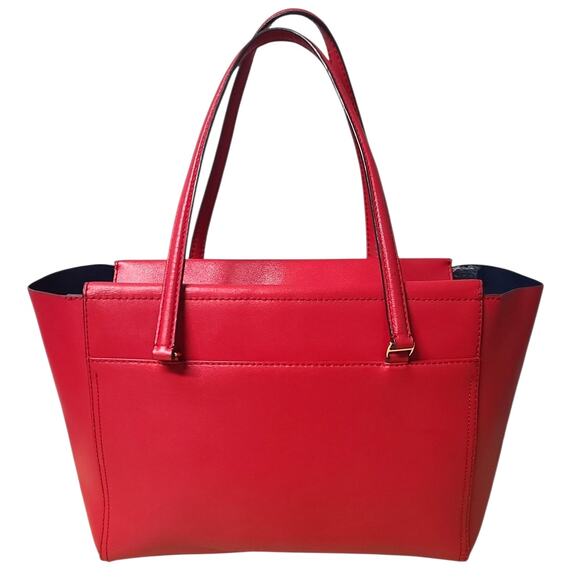 Tory Burch Parker Leather Tote Bag Red Fair Condition Handle Trim Wear 37169 - Picture 2 of 7